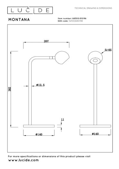 Lucide MONTANA - Table lamp - LED Dim. - 1x5W 2700K - Coffee - Premium